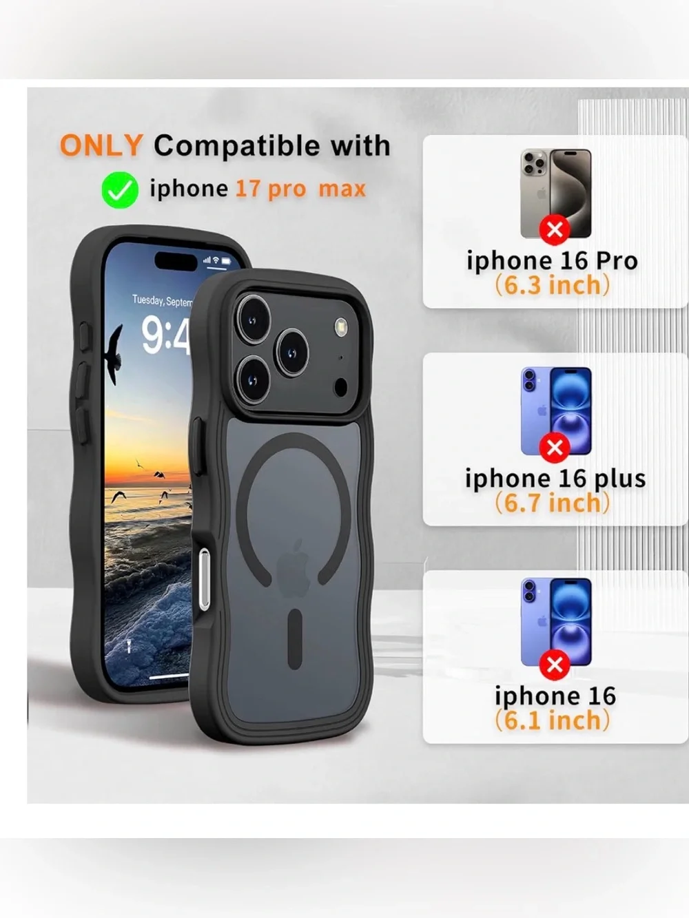 Black Rugged MagSafe-Compatible iPhone 17 Pro Max Case